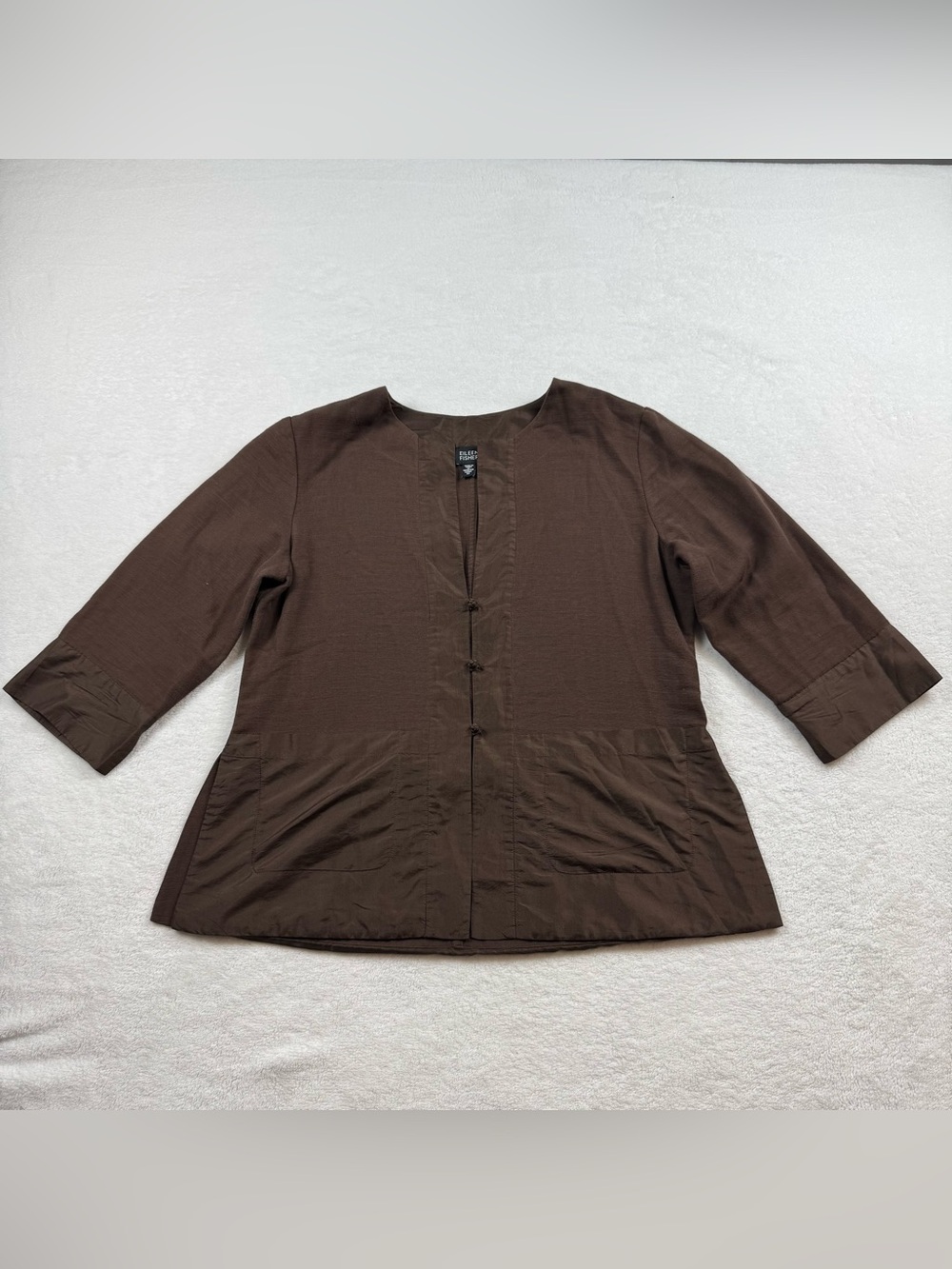 Eileen  fisher silk cotton blend knit bleizer women’s size M dark chocolate